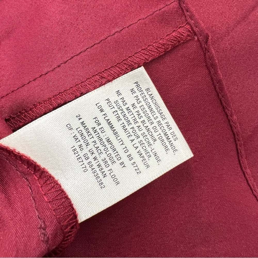 Anthropologie BHLDN Camden Dress Burgundy Red  Sweetheart Tulle Dress Bodice 14 - Picture 16 of 16